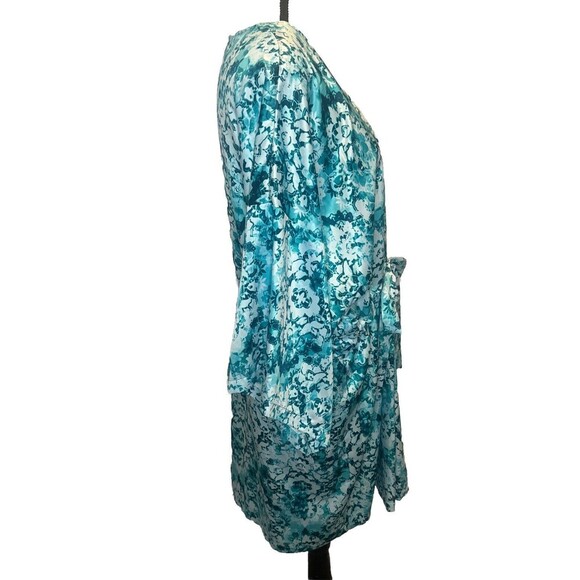 Linea Donatella Satin Charmeuse Wrap Short Robe Jade Medallion Print L/XL NWT - Picture 5 of 8